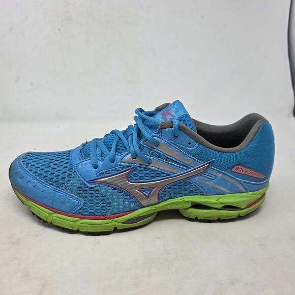 Mizuno Wave Rider Blue Lime Running Shoes Womens Size 11 - Picture 2 of 8
